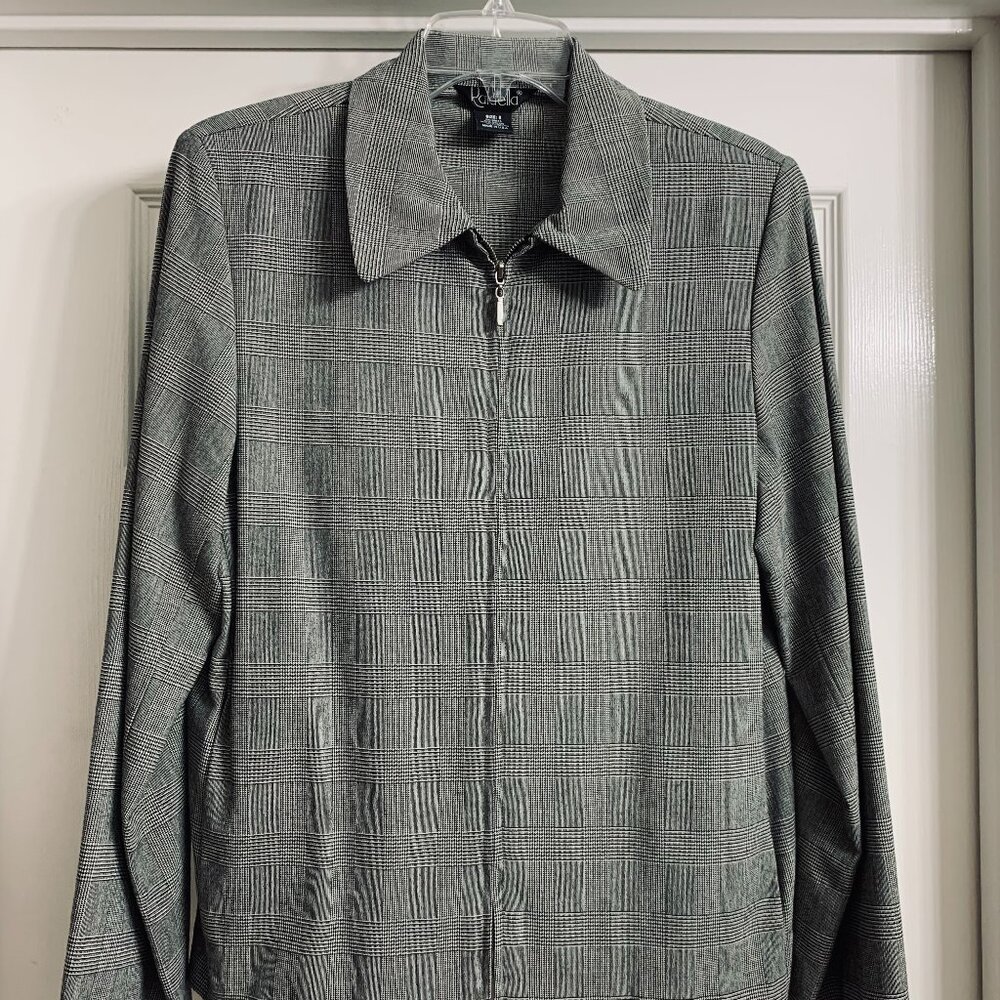Rafaella Women's Gray and White Print Jacket, Size 8
